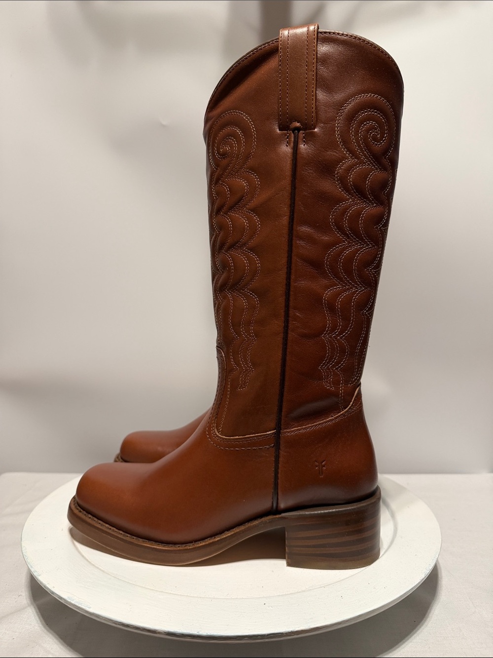 NWT Frye Campus Deco Stitch Women's Tall Leather Western Boots - Brown